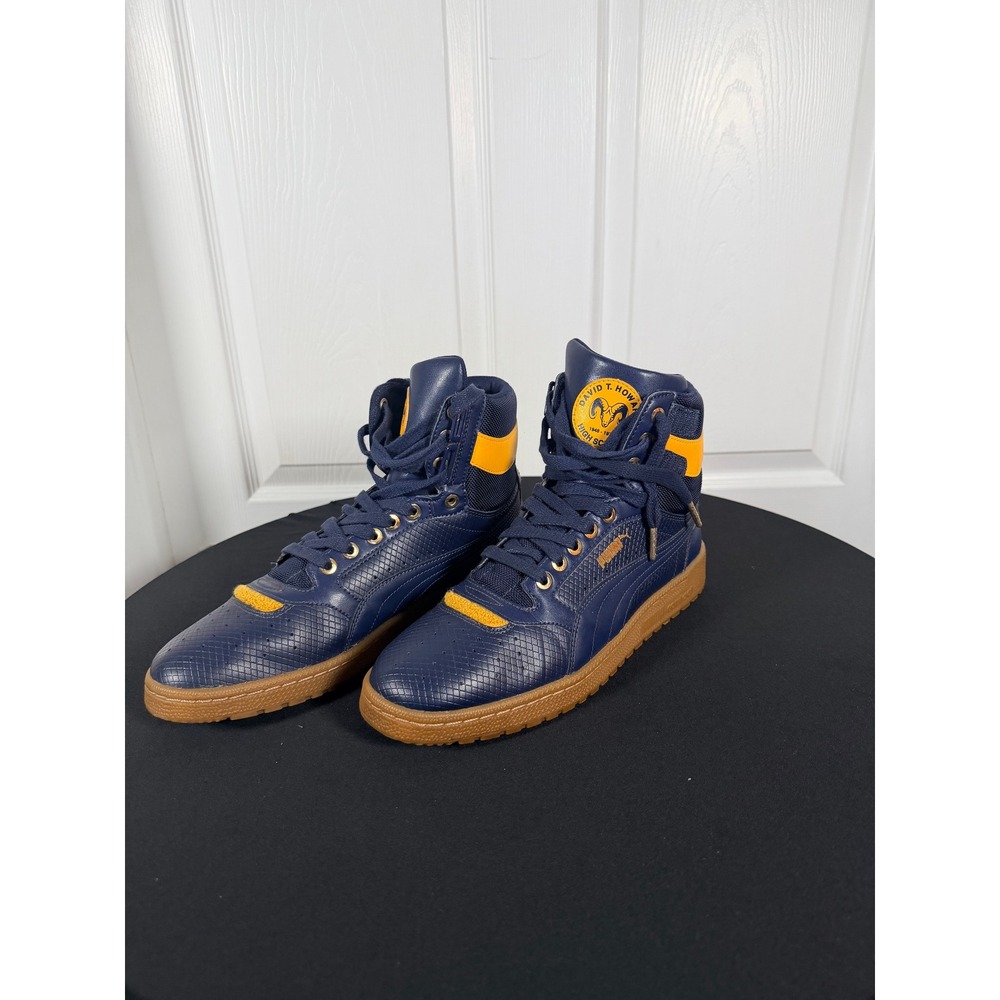 Puma Contact Sky II Hi David T Howard High School Navy Yellow Sneakers 364442 01 - Picture 2 of 8